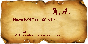 Macskásy Albin névjegykártya
